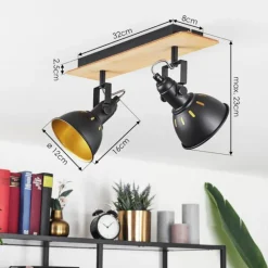 Lampes Dorées-hofstein Plafonnier Tina Écru, Noir, 2 lumières