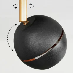 Lampes À Boules-hofstein Plafonnier Tome LED Laiton, Noir, 1 lumière