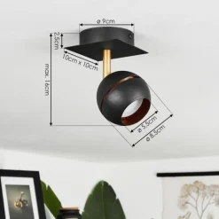 Lampes À Boules-hofstein Plafonnier Tome LED Laiton, Noir, 1 lumière