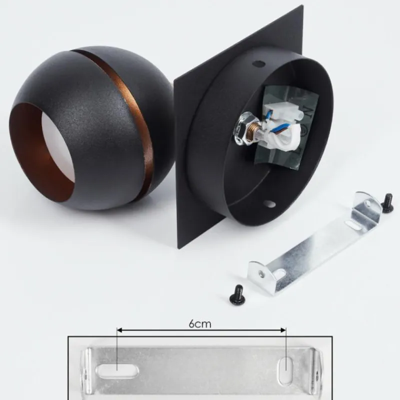 Lampes À Boules-hofstein Plafonnier Tome LED Laiton, Noir, 1 lumière