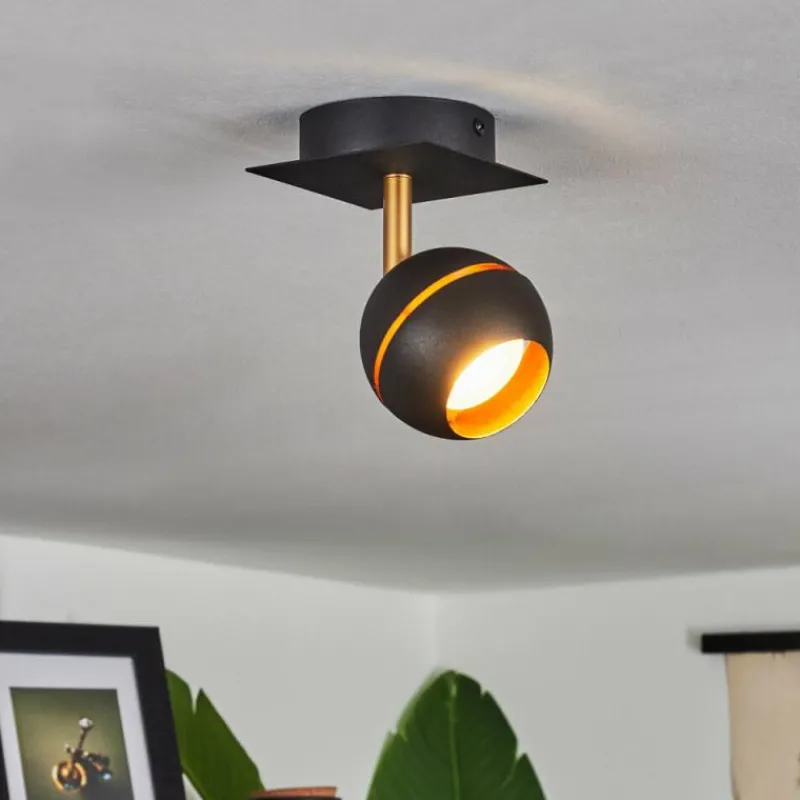 Lampes À Boules-hofstein Plafonnier Tome LED Laiton, Noir, 1 lumière