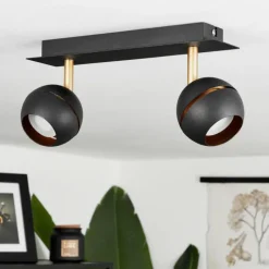 Lampes À Boules-hofstein Plafonnier Tome LED Laiton, Noir, 2 lumières
