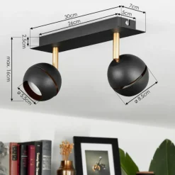 Lampes À Boules-hofstein Plafonnier Tome LED Laiton, Noir, 2 lumières