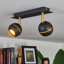 Lampes À Boules-hofstein Plafonnier Tome LED Laiton, Noir, 2 lumières