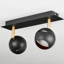 Lampes À Boules-hofstein Plafonnier Tome LED Laiton, Noir, 2 lumières