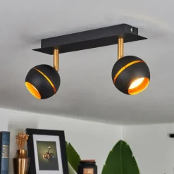 Lampes À Boules-hofstein Plafonnier Tome LED Laiton, Noir, 2 lumières