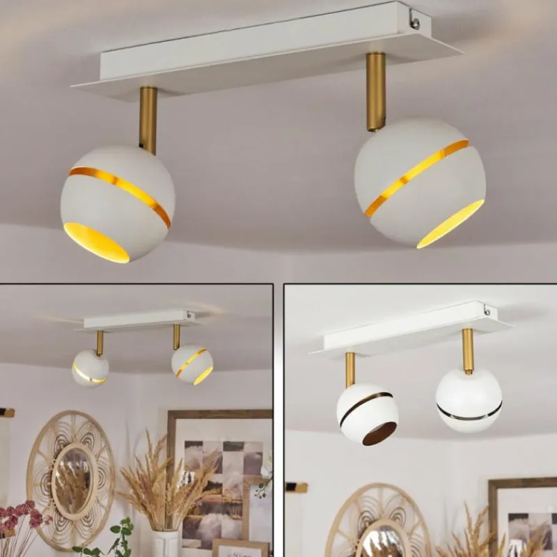 Lampes À Boules-hofstein Plafonnier Tome LED Laiton, Blanc, 2 lumières