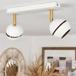 Lampes À Boules-hofstein Plafonnier Tome LED Laiton, Blanc, 2 lumières