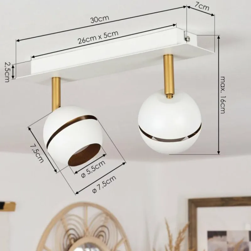 Lampes À Boules-hofstein Plafonnier Tome LED Laiton, Blanc, 2 lumières