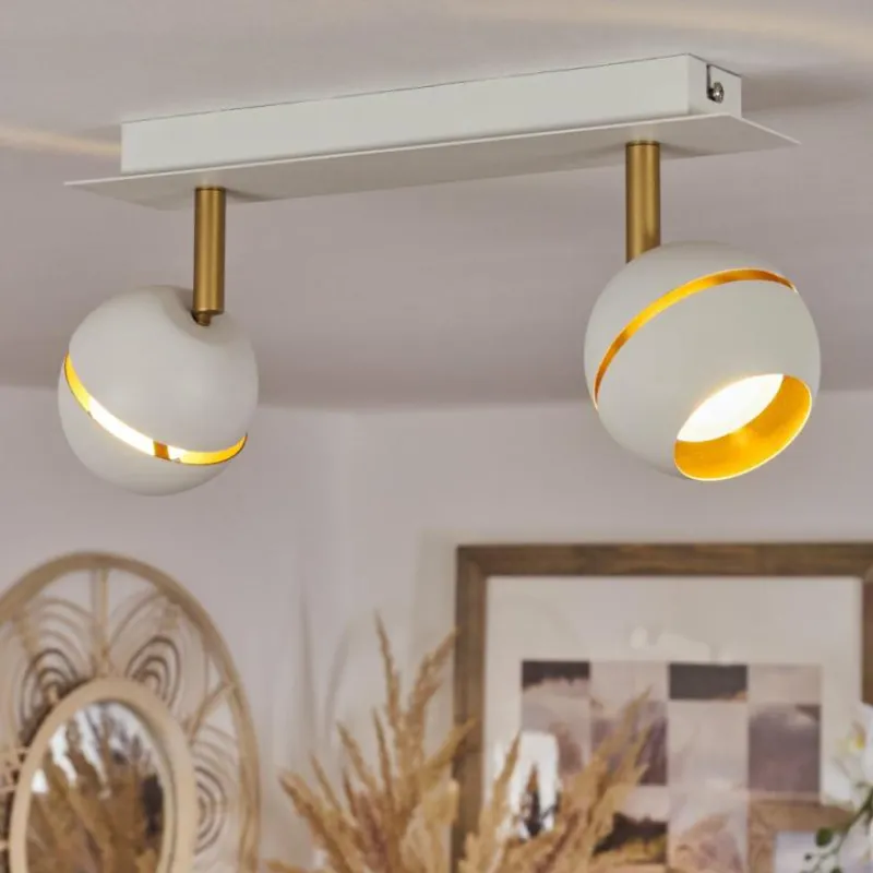 Lampes À Boules-hofstein Plafonnier Tome LED Laiton, Blanc, 2 lumières