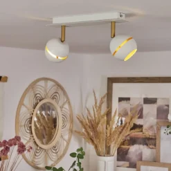 Lampes À Boules-hofstein Plafonnier Tome LED Laiton, Blanc, 2 lumières