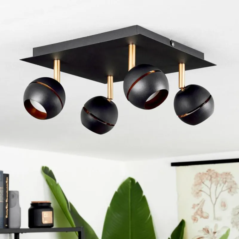 Lampes À Boules-hofstein Plafonnier Tome LED Laiton, Noir, 4 lumières