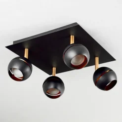 Lampes À Boules-hofstein Plafonnier Tome LED Laiton, Noir, 4 lumières