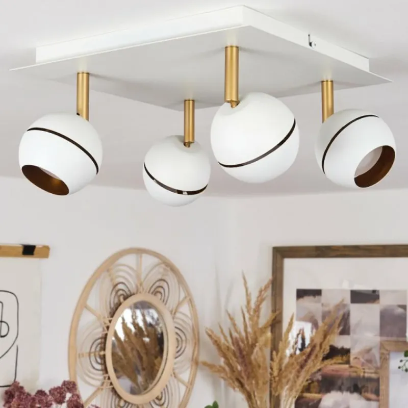 Lampes À Boules-hofstein Plafonnier Tome LED Laiton, Blanc, 4 lumières