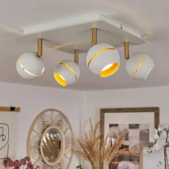 Lampes À Boules-hofstein Plafonnier Tome LED Laiton, Blanc, 4 lumières