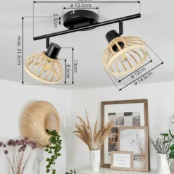 Luminaires Scandinaves-hofstein Plafonnier Totui Noir, 2 lumières