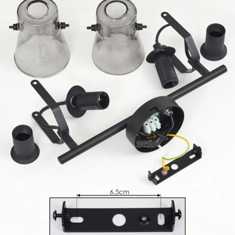 Suspension Verre Fumé-hofstein Plafonnier Trajouca Noir, 2 lumières