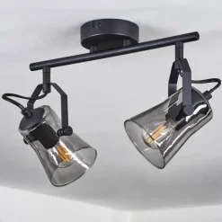 Suspension Verre Fumé-hofstein Plafonnier Trajouca Noir, 2 lumières