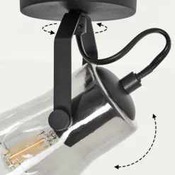 Suspension Verre Fumé-hofstein Plafonnier Trajouca Noir, 1 lumière