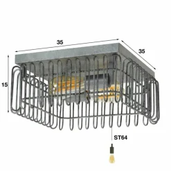 Lampes Industrielles-hofstein Plafonnier Trax Anthracite, 2 lumières