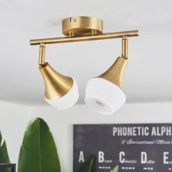 hofstein Plafonnier Venizy Vieux laiton, 2 lumières