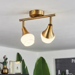 hofstein Plafonnier Venizy Vieux laiton, 2 lumières