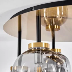 Suspension Verre Fumé-hofstein Plafonnier Verbania Laiton, 6 lumières