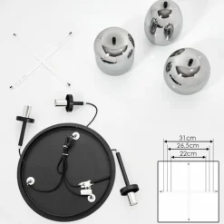 Suspension Verre Fumé-hofstein Plafonnier Verbania Noir, 3 lumières