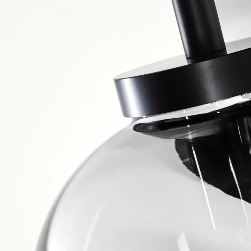 Suspension Verre Fumé-hofstein Plafonnier Verbania Noir, 6 lumières