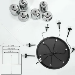 Suspension Verre Fumé-hofstein Plafonnier Verbania Noir, 6 lumières