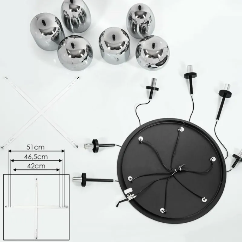 Suspension Verre Fumé-hofstein Plafonnier Verbania Noir, 6 lumières