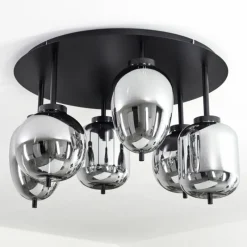 Suspension Verre Fumé-hofstein Plafonnier Verbania Noir, 6 lumières