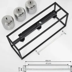 Suspension Verre Fumé-hofstein Plafonnier Verbania Noir, 3 lumières