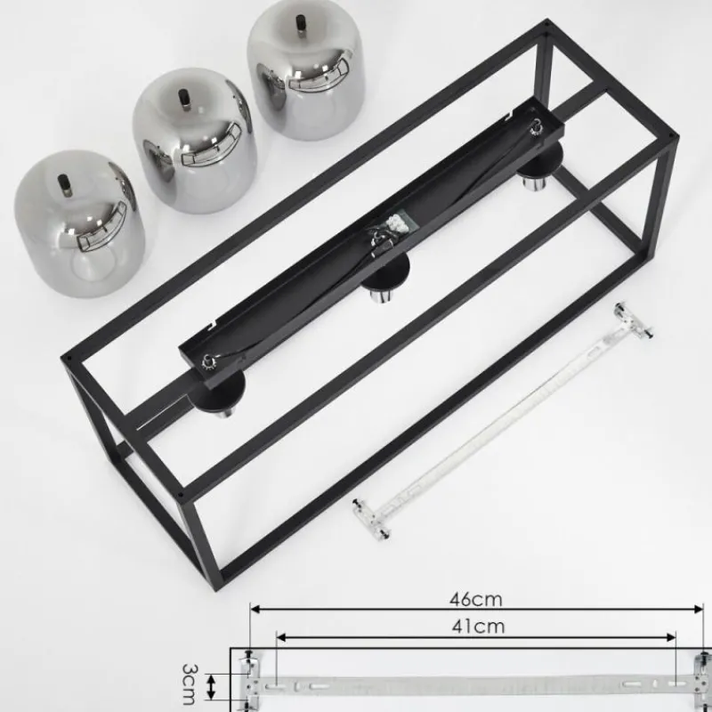 Suspension Verre Fumé-hofstein Plafonnier Verbania Noir, 3 lumières