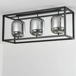 Suspension Verre Fumé-hofstein Plafonnier Verbania Noir, 3 lumières