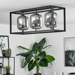 Suspension Verre Fumé-hofstein Plafonnier Verbania Noir, 3 lumières