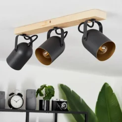 Lampes Dorées-hofstein Plafonnier Vergoignan Brun, Noir, 3 lumières