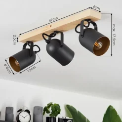 Lampes Dorées-hofstein Plafonnier Vergoignan Brun, Noir, 3 lumières