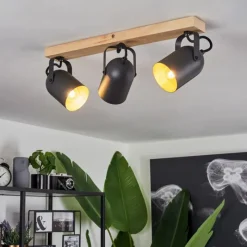 Lampes Dorées-hofstein Plafonnier Vergoignan Brun, Noir, 3 lumières