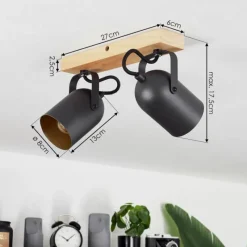 Lampes Dorées-hofstein Plafonnier Vergoignan Écru, Noir, 2 lumières