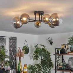 Lampes Dorées-hofstein Plafonnier - Verre 10 cm, 12 cm, 15 cm Chehalis Or, Noir, 6 lumières