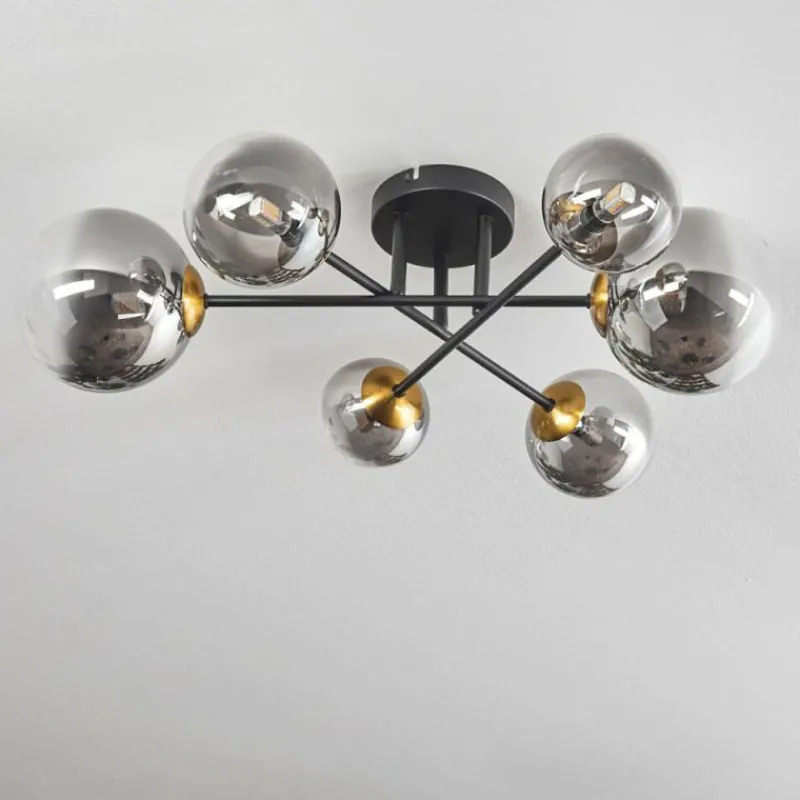 Lampes Dorées-hofstein Plafonnier - Verre 10 cm, 12 cm, 15 cm Chehalis Or, Noir, 6 lumières