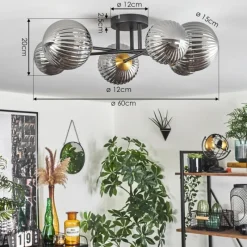 Lampes Dorées-hofstein Plafonnier - Verre 10 cm, 12 cm, 15 cm Chehalis Or, Noir, 6 lumières