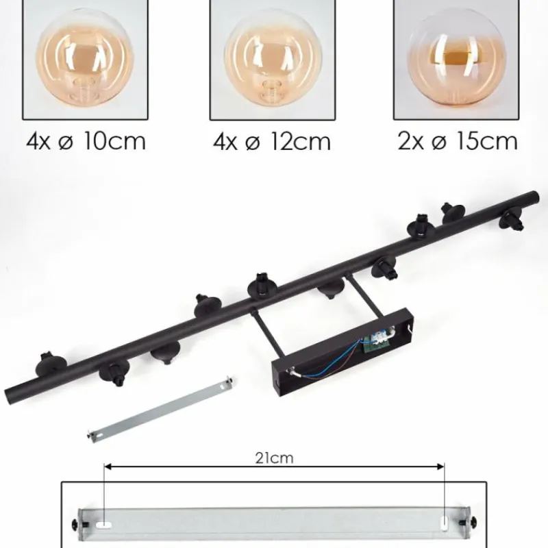 hofstein Plafonnier - Verre 10 cm, 12 cm, 15 cm Chehalis Ambre, Clair, 10 lumières