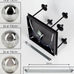 hofstein Plafonnier - Verre 10 cm, 12 cm, 15 cm Chehalis Fumé, 5 lumières