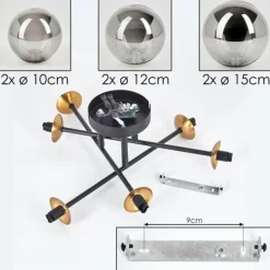 Lampes Dorées-hofstein Plafonnier - Verre 10 cm, 12 cm, 15 cm Chehalis Or, Noir, 6 lumières