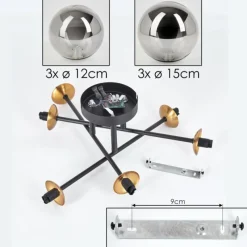Lampes Dorées-hofstein Plafonnier - Verre 12 cm, 15 cm Chehalis Or, Noir, 6 lumières
