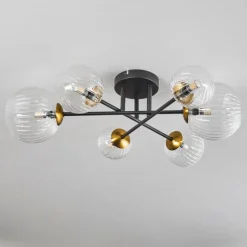 Lampes Dorées-hofstein Plafonnier - Verre 10 cm, 12 cm, 15 cm Chehalis Or, Noir, 6 lumières