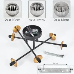Lampes Dorées-hofstein Plafonnier - Verre 10 cm, 12 cm, 15 cm Chehalis Or, Noir, 6 lumières