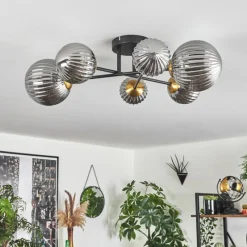 Lampes Dorées-hofstein Plafonnier - Verre 10 cm, 12 cm, 15 cm Chehalis Or, Noir, 6 lumières